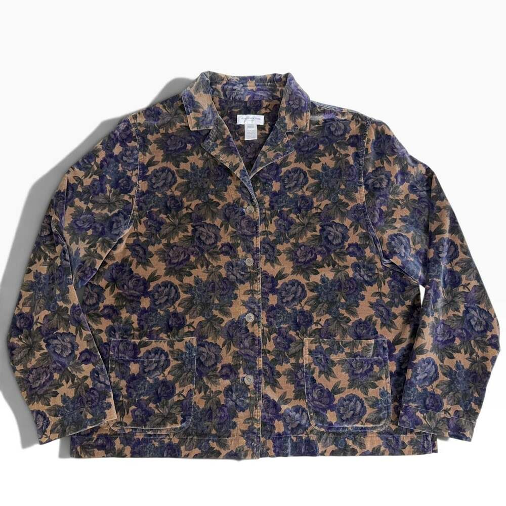 90s Jones New York Floral Velvet Shacket L